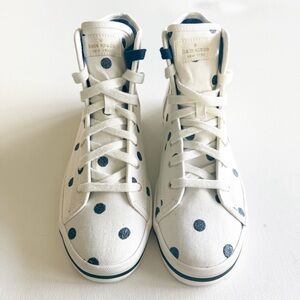 RARE kate spade x keds Women’s White High-Tops with Navy Glitter Polka Dots, 9